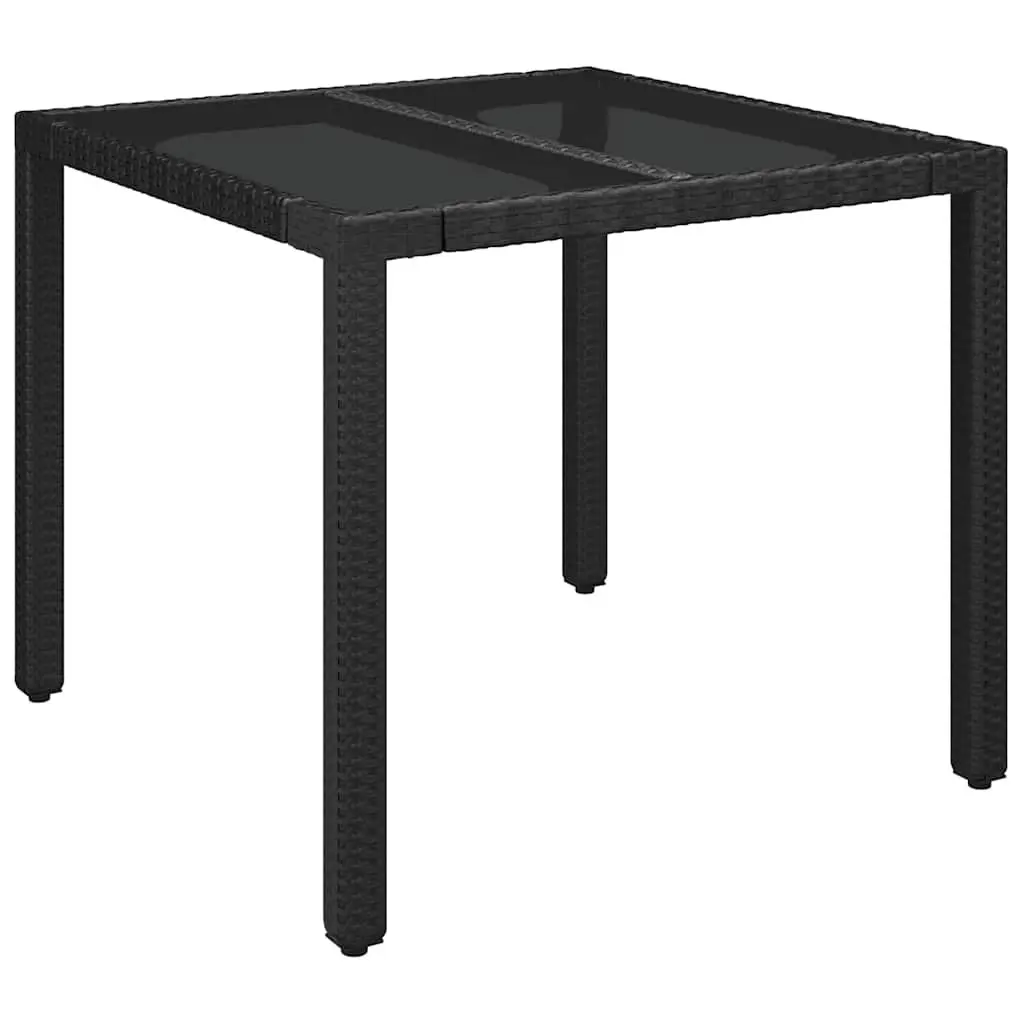 3 Piece Garden Dining Set PE Rattan Black Outdoor Furniture