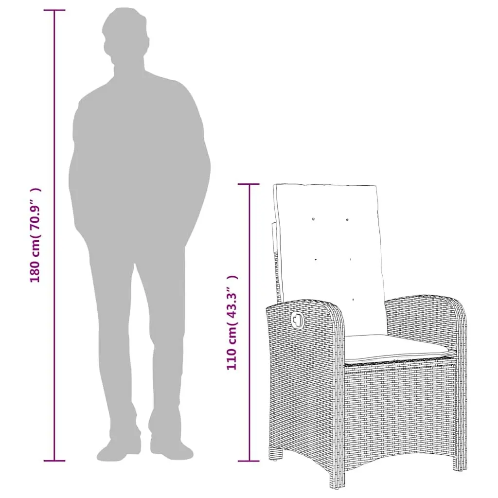 3 Piece Garden Dining Set PE Rattan Black Outdoor Furniture