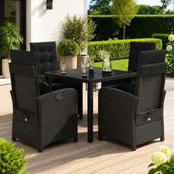 Durable 5-Piece Black Garden Dining Set for Outdoor Use