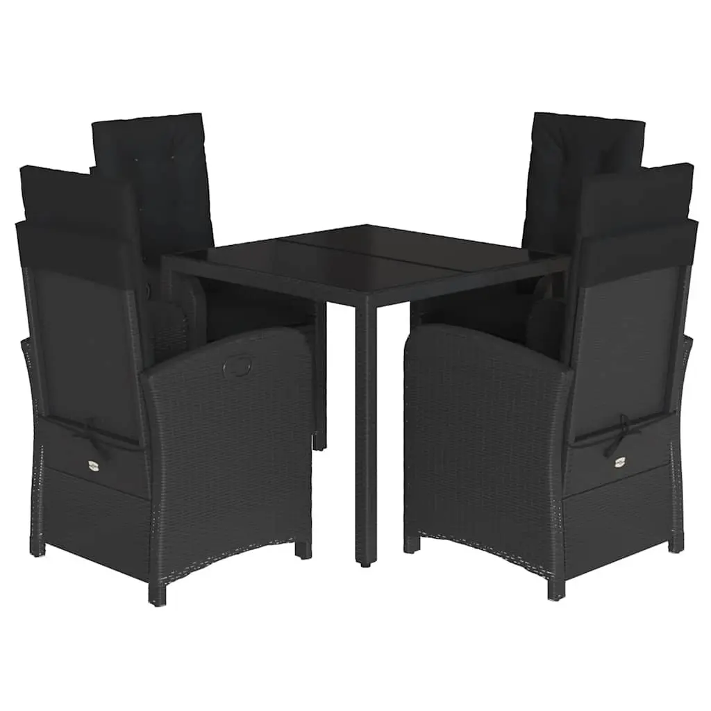 5-Piece Black Garden Dining Set for Outdoor Use