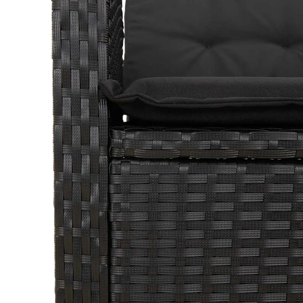 7 Piece Garden Dining Set PE Rattan Black with Cushions