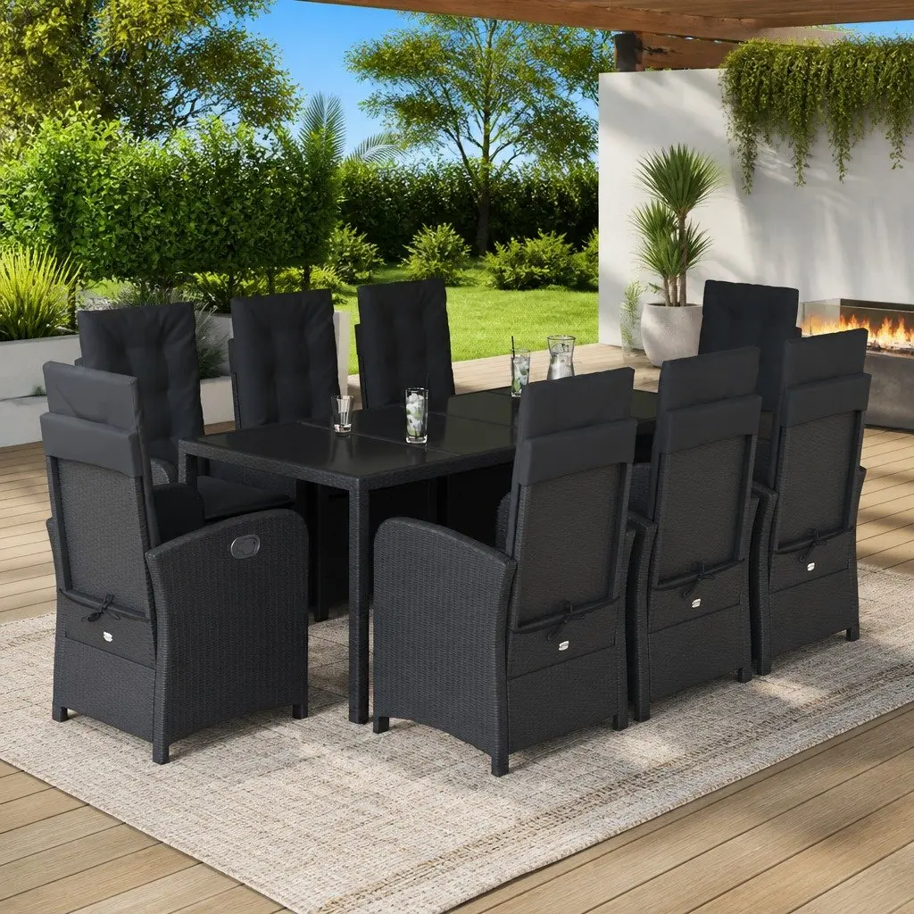 9 Piece Garden Dining Set with Cushions