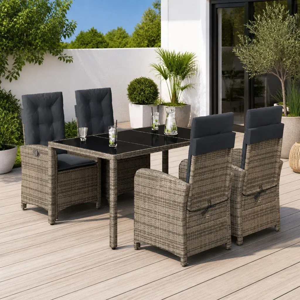 Outdoor Garden Dining Set with Adjustable Backrests