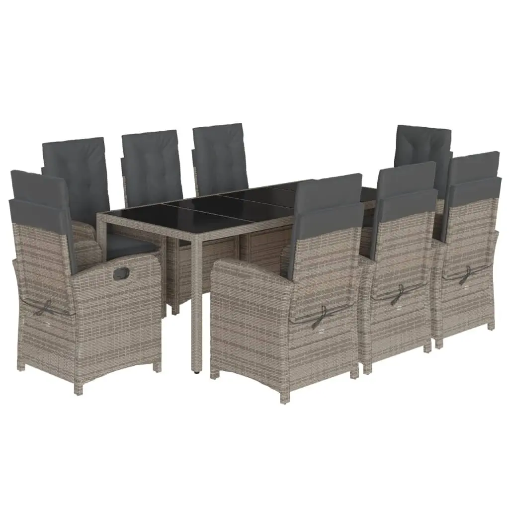 9 Piece Garden Dining Set Outdoor Patio Furniture with Cushions Grey