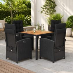 Durable 5-Piece Garden Dining Set with Poly Rattan Chairs