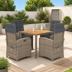 Premium 5-Piece Grey Outdoor Dining Set with Cushions