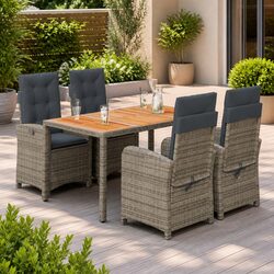 Garden Dining Set 5 Piece Furniture Grey Poly Rattan
