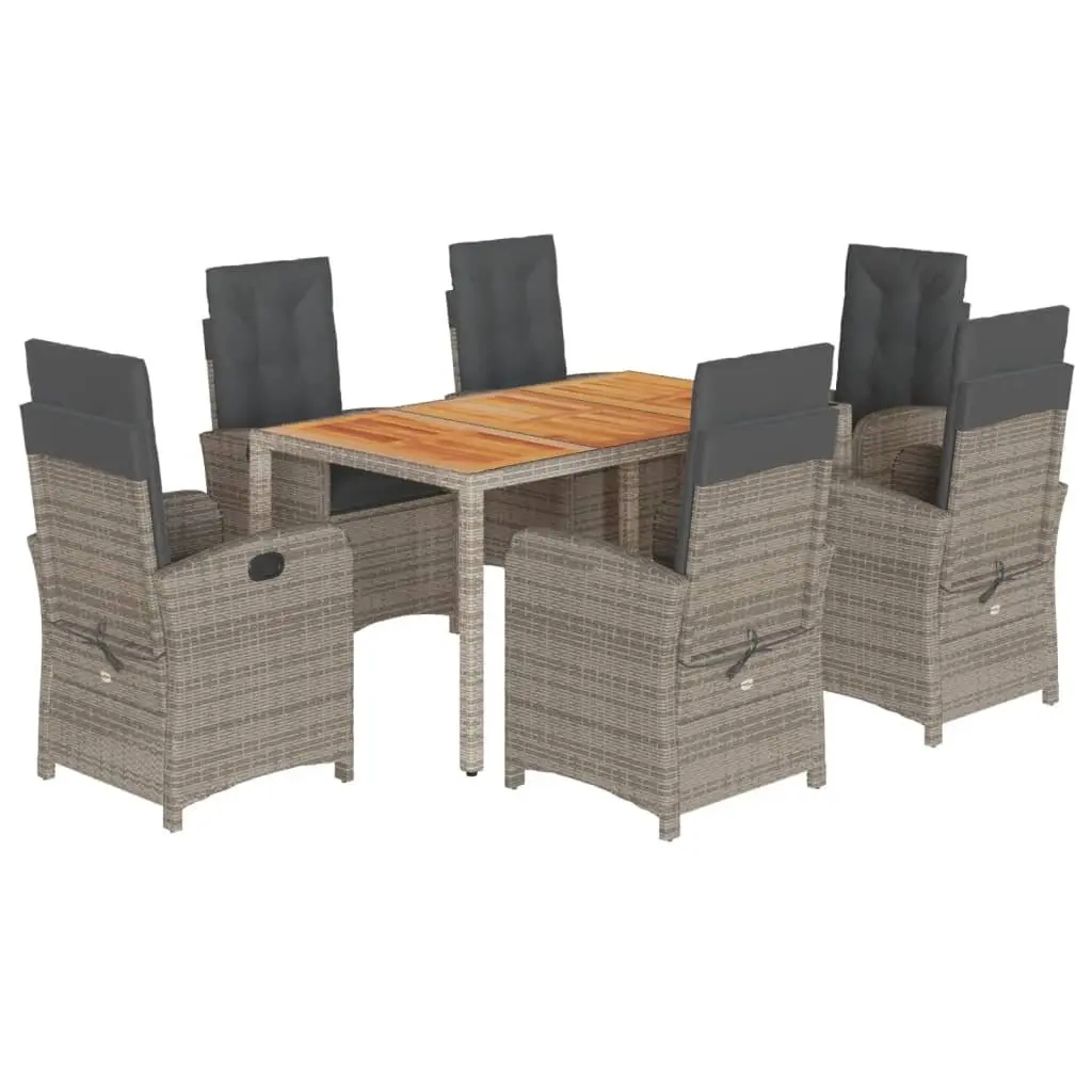 7 Piece Grey Poly Rattan Garden Dining Set