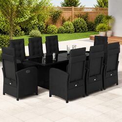 High-Quality 9 Piece Outdoor Dining Set with Rattan Chairs