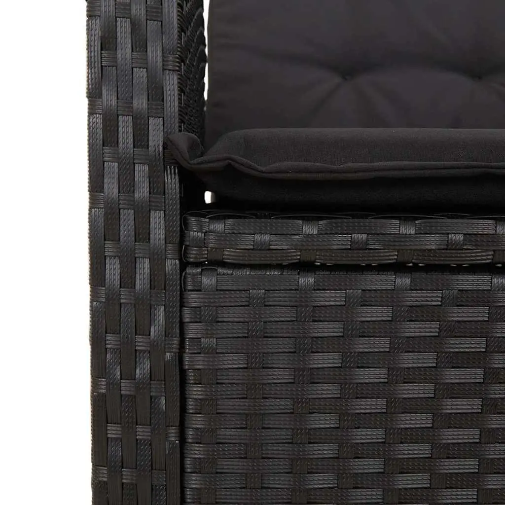 9 Piece Black Poly Rattan Outdoor Dining Set