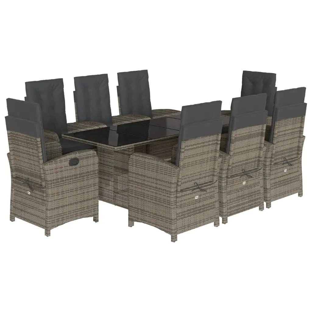 Outdoor 9-Piece Garden Dining Set with Adjustable Backrest
