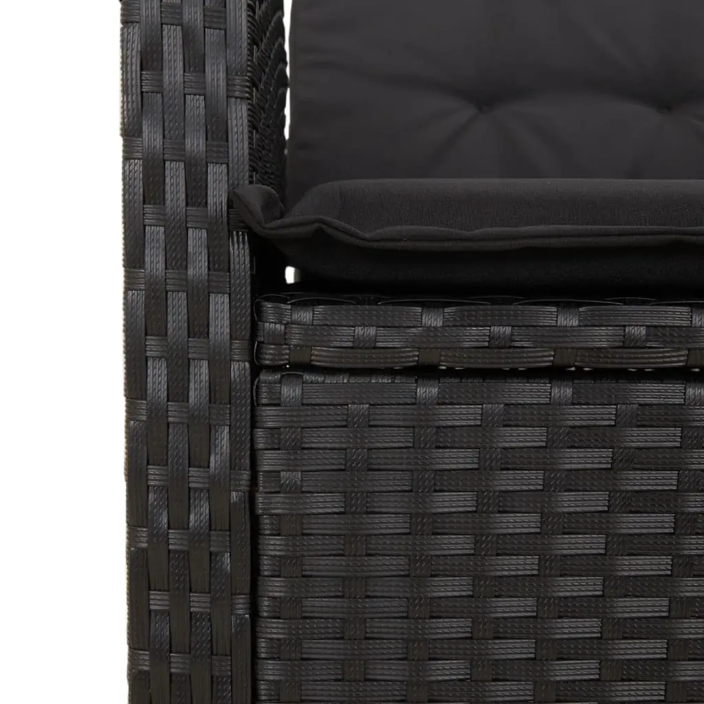 9 Piece Outdoor Garden Dining Set Poly Rattan Black Acacia Wood Table Cushions