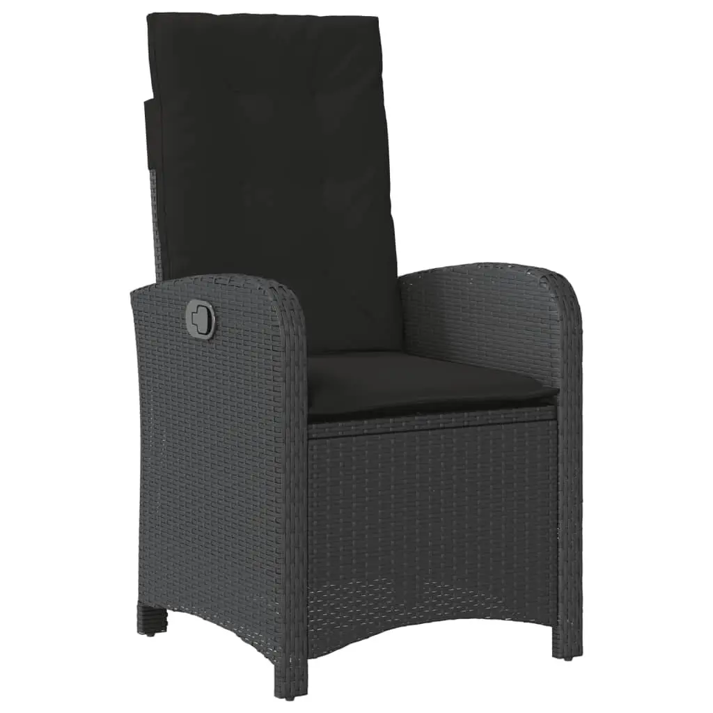 Outdoor Dining Set PE Rattan 5 Piece Black Chairs Table Cushions