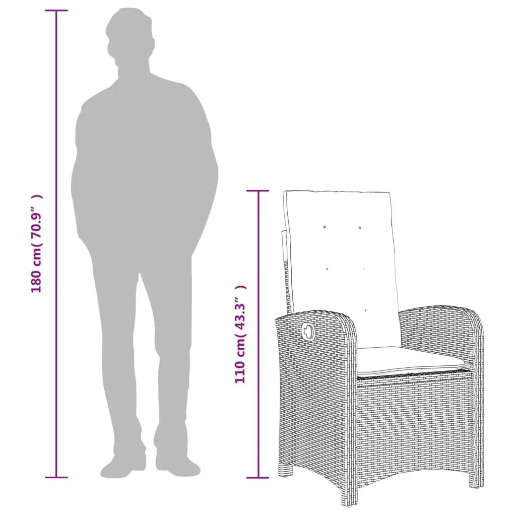 Outdoor Dining Set PE Rattan 5 Piece Black Chairs Table Cushions