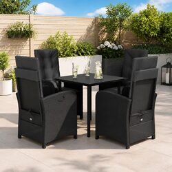 Premium 5 Piece Black Poly Rattan Garden Dining Set