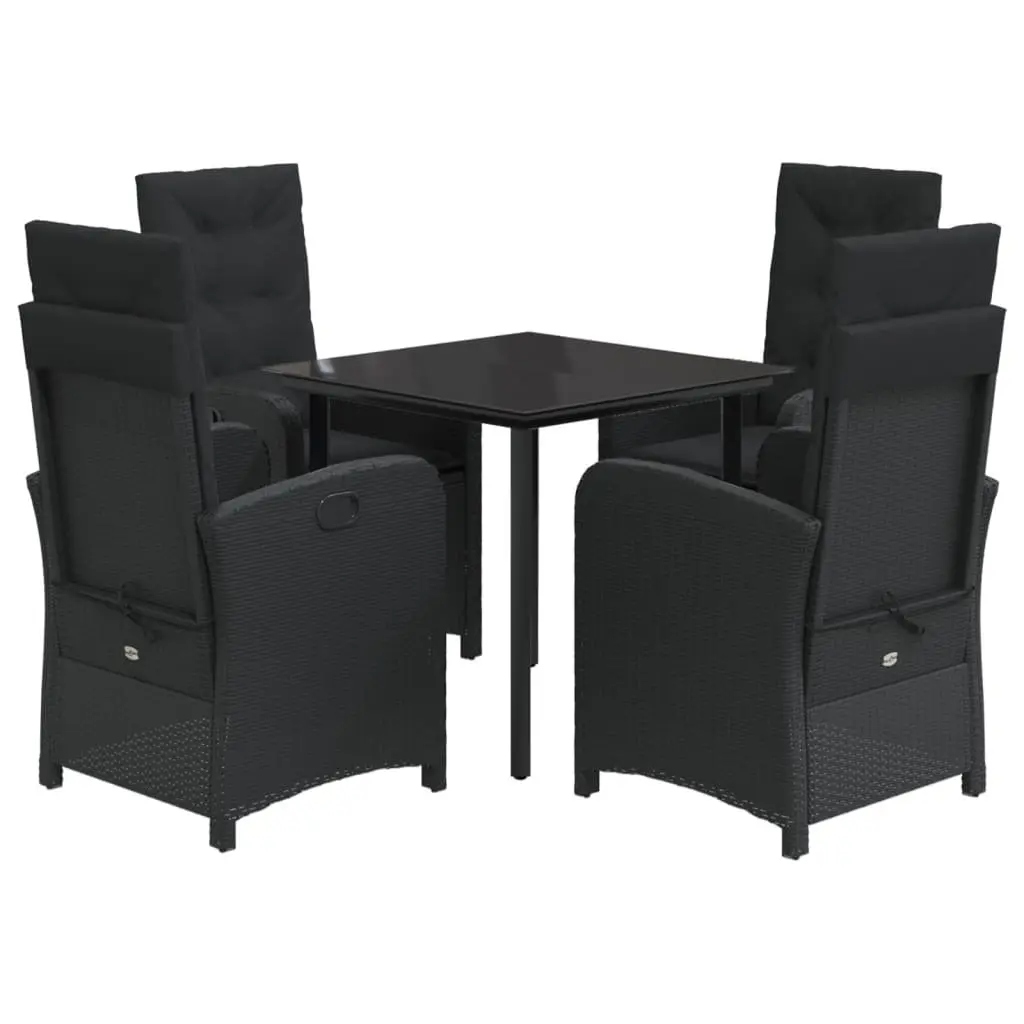 Garden Dining Set PE Rattan 5 Piece Outdoor Furniture Black