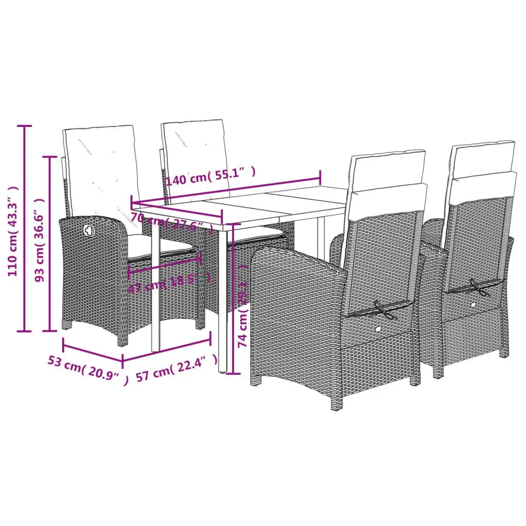 Garden Dining Set 5 Piece Outdoor Furniture
