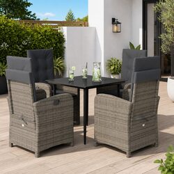 5 Piece Outdoor Dining Set in Grey Poly Rattan