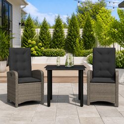 Premium 3 Piece Garden Dining Set in Grey Rattan