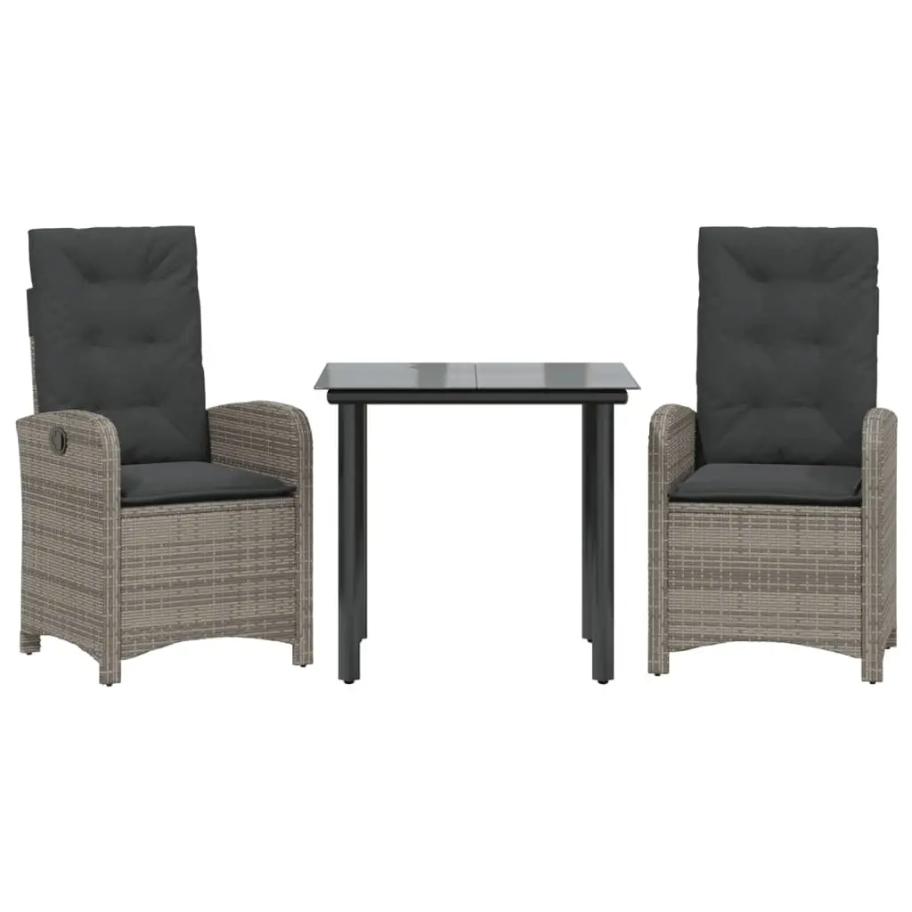 3 Piece Garden Dining Set in Grey Rattan