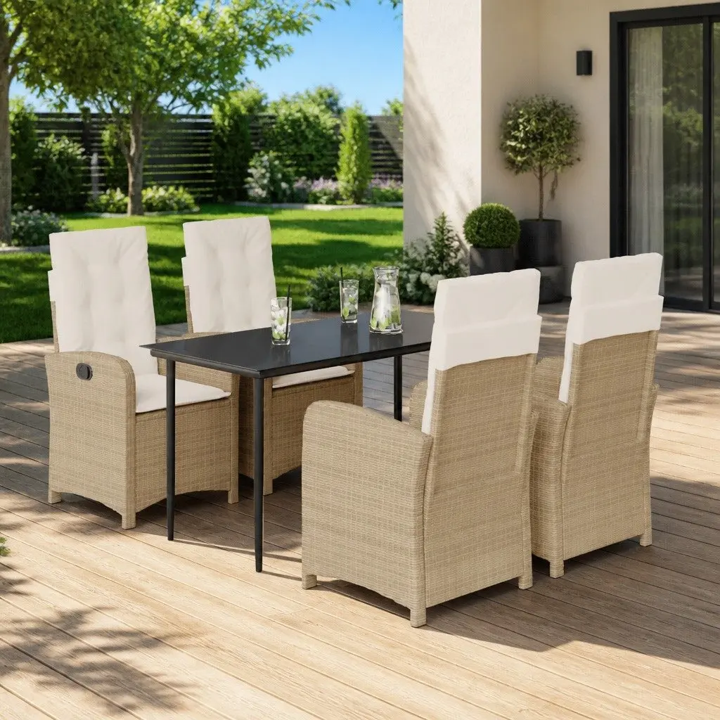 5-Piece Garden Dining Set with Cushions