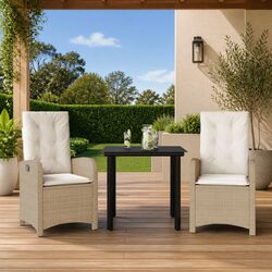 Durable 3 Piece Garden Dining Set with Adjustable Backrest