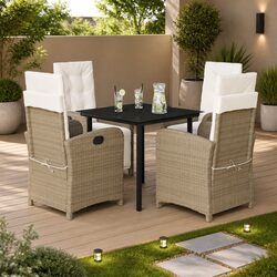 Durable 5 Piece Garden Dining Set with Adjustable Backrests