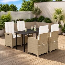 Stylish 5 Piece Garden Dining Set with Rattan Chairs
