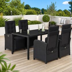 Premium 5 Piece Outdoor Dining Set with Black Poly Rattan