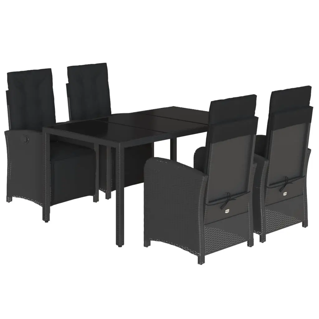 5 Piece Outdoor Dining Set with Black Poly Rattan