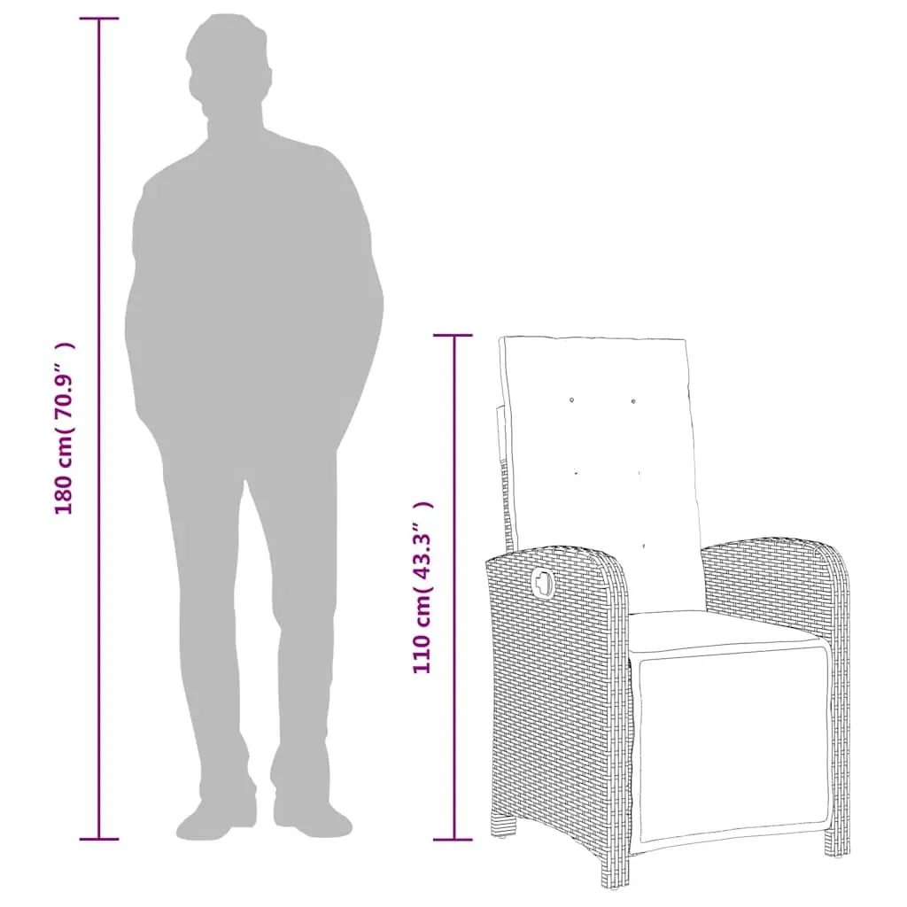 5-Piece Grey Poly Rattan Dining Set with Cushions