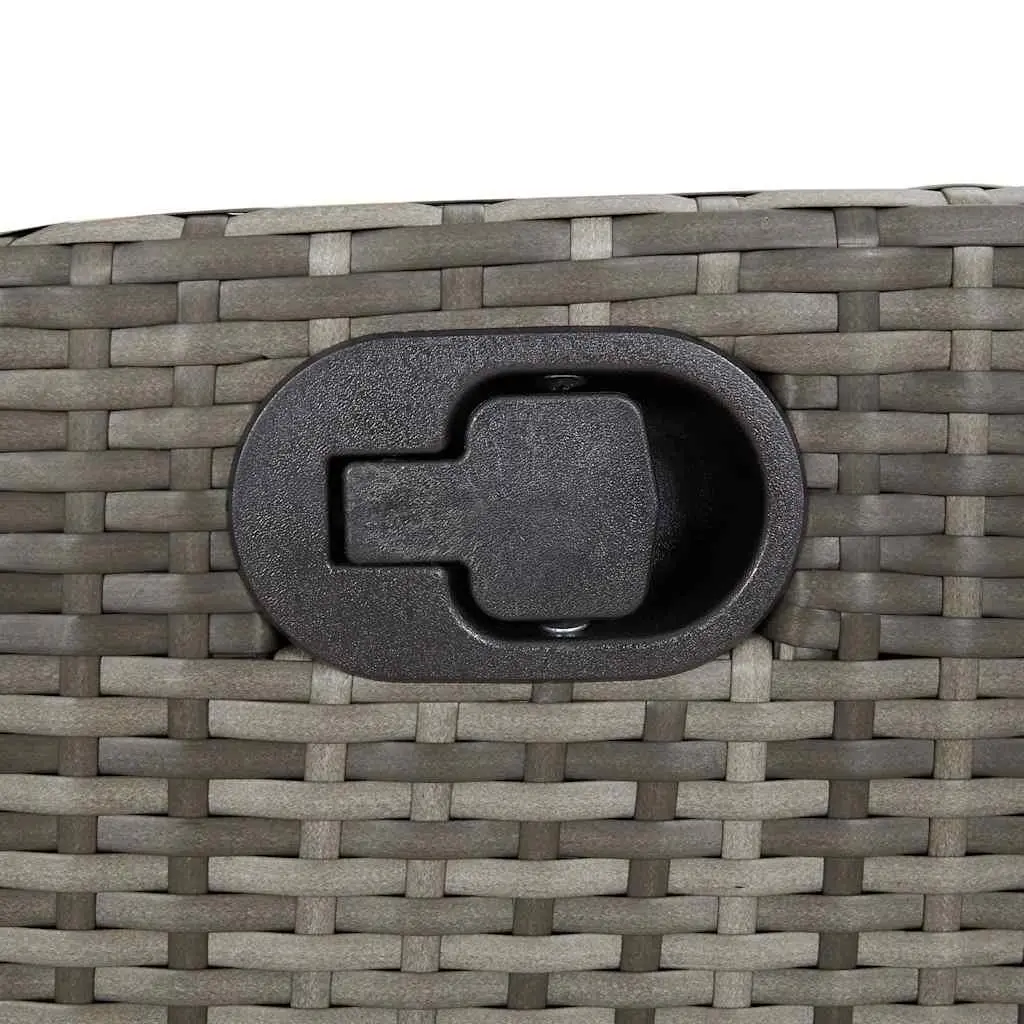 7 Piece Grey Poly Rattan Dining Set with Cushions