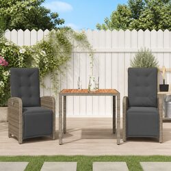 Durable 3-Piece Grey Outdoor Bistro Set with Cushions