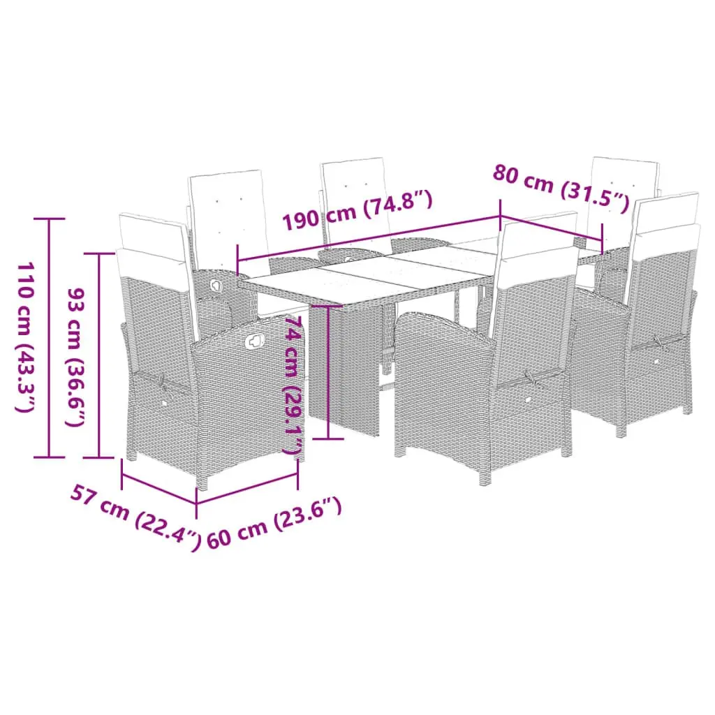 7-Piece Garden Dining Set with Cushions