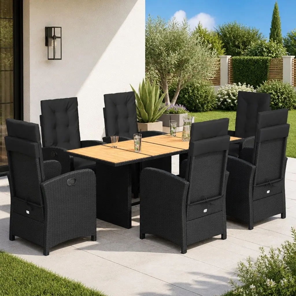 7 Piece Outdoor Dining Set with Padded Chairs