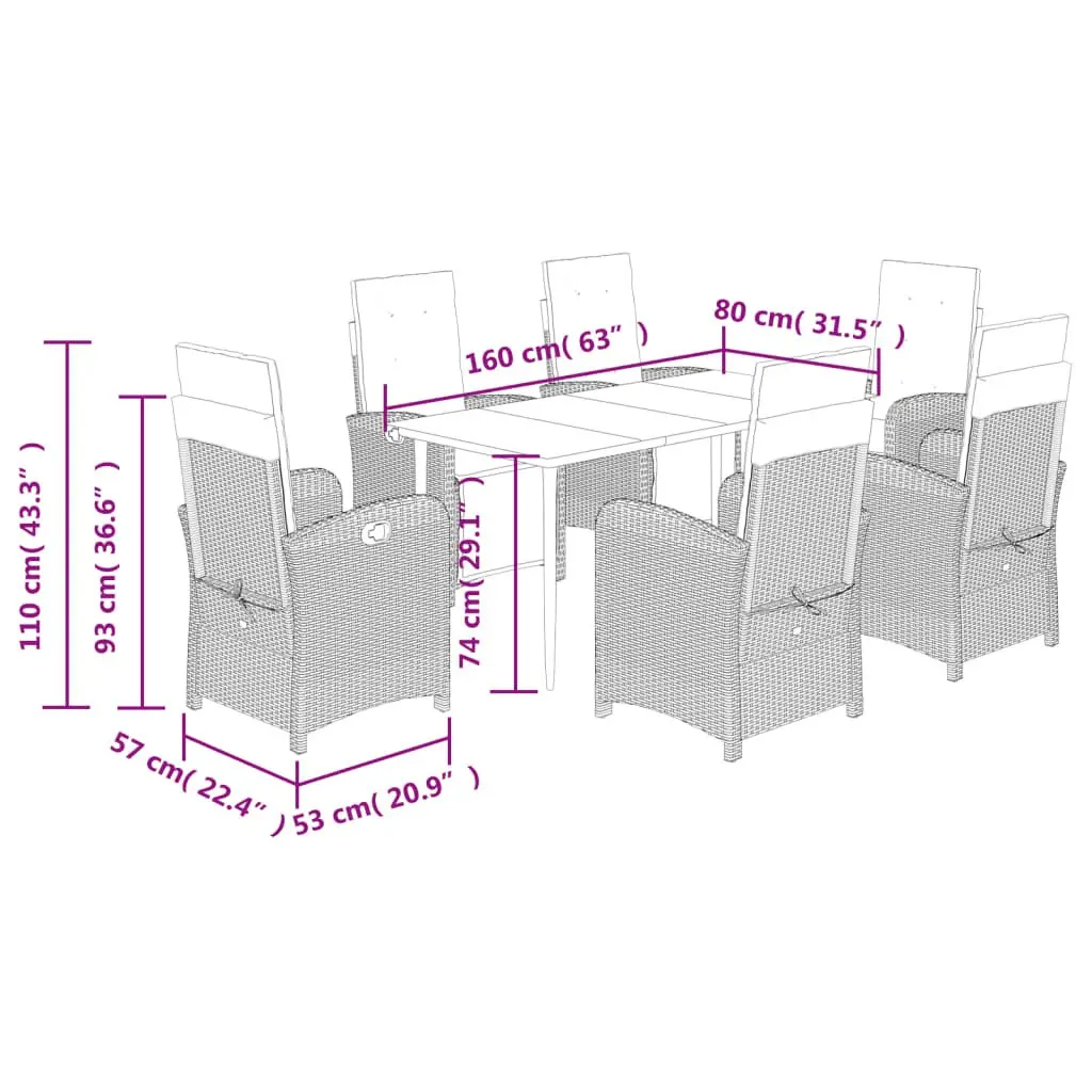 7-Piece Garden Dining Set with Cushions