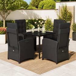 5 Piece Outdoor Dining Set with Black Poly Rattan