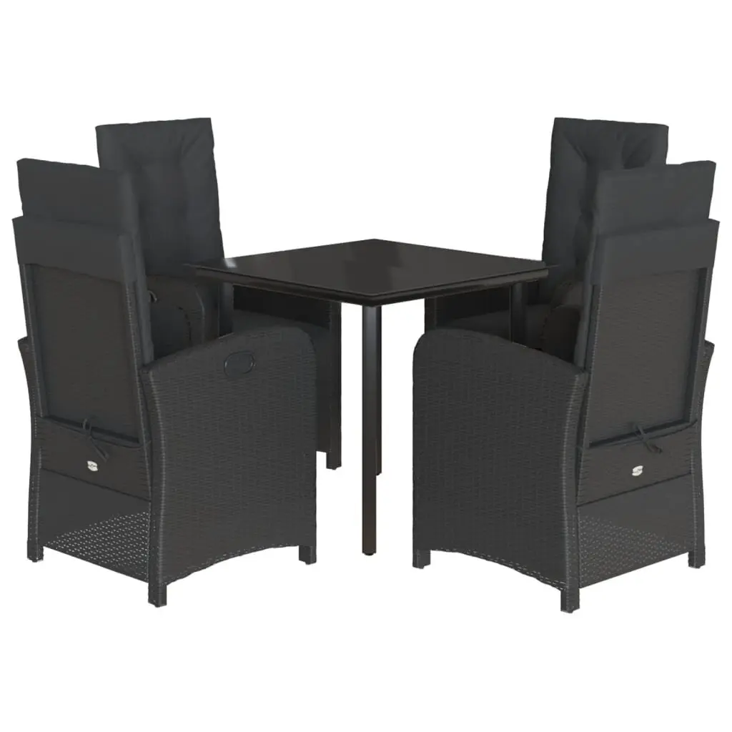 5 Piece Outdoor Dining Set with Black Poly Rattan