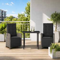 Premium 3-Piece Grey Outdoor Bistro Set with Cushions