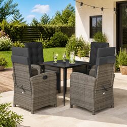 5 Piece Outdoor Dining Set with Cushions in Grey