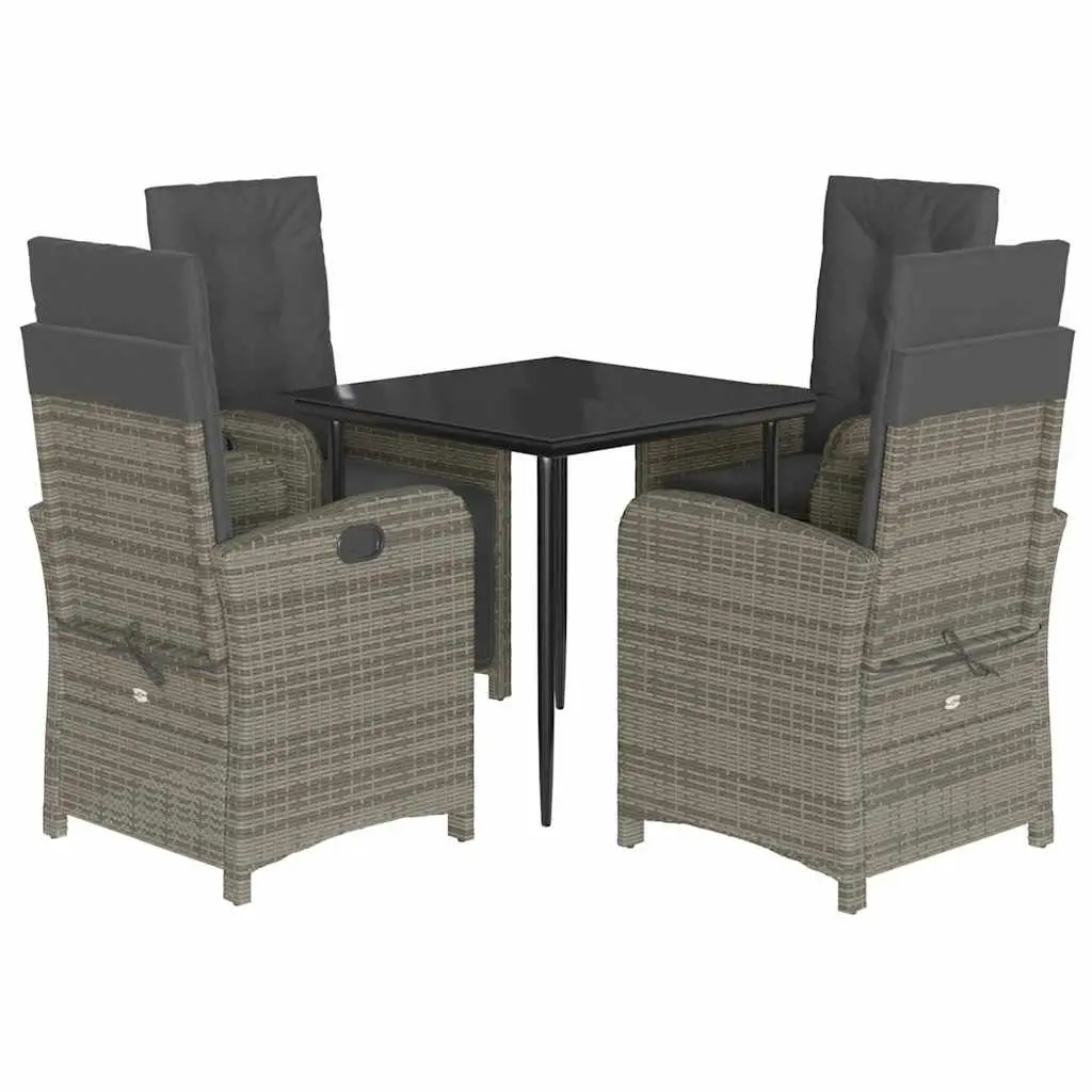 5 Piece Outdoor Dining Set with Cushions in Grey