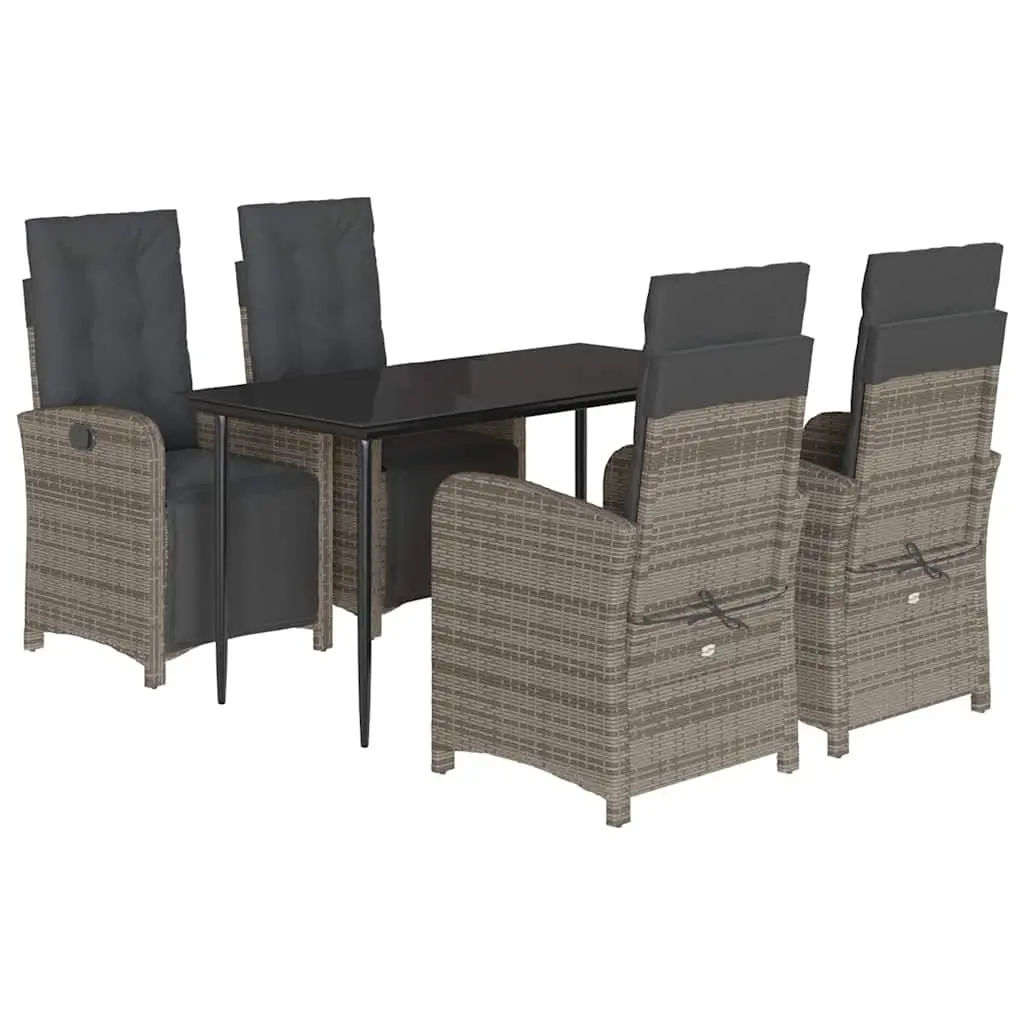 5-Piece Outdoor Dining Set in Grey Poly Rattan