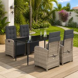 Outdoor Dining Table Set 4 Seater with Comfortable Chairs for Patio