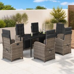 Grey 7 Piece Outdoor Dining Set with Cushions