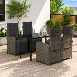 5 Piece Grey Poly Rattan Outdoor Dining Set