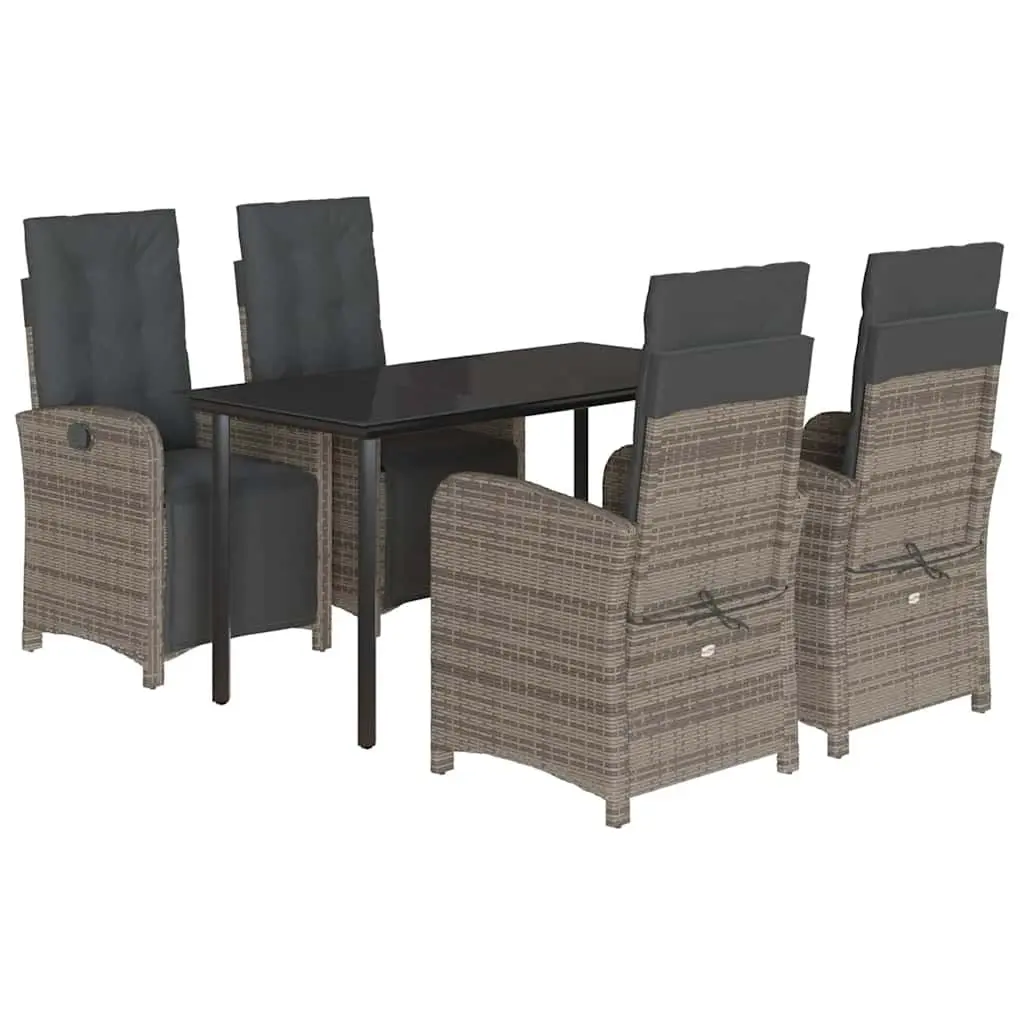 5 Piece Grey Poly Rattan Outdoor Dining Set