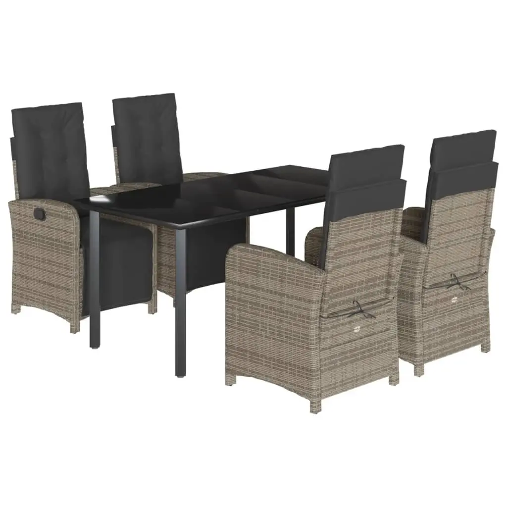 Grey Poly Rattan Outdoor Dining Set 5 Piece with Cushions
