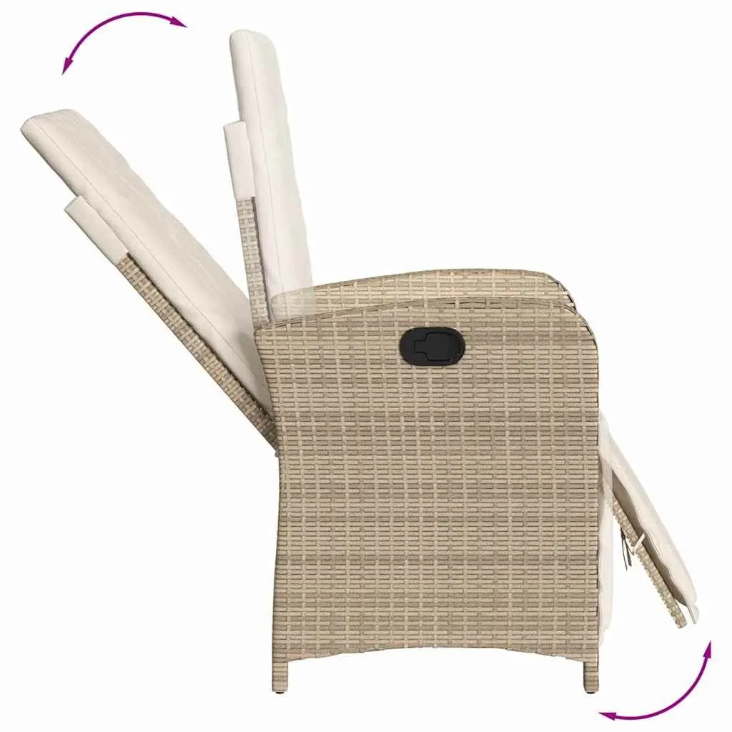 3 Piece Bistro Set Poly Rattan Beige Outdoor Garden Furniture with Cushions