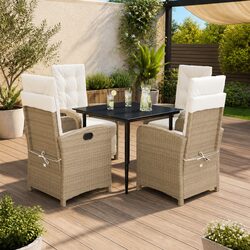 5-Piece Outdoor Garden Dining Set with Cushions