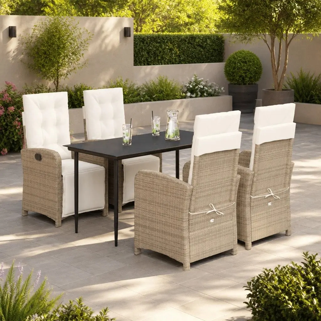 5-Piece Outdoor Dining Set with Durable Poly Rattan